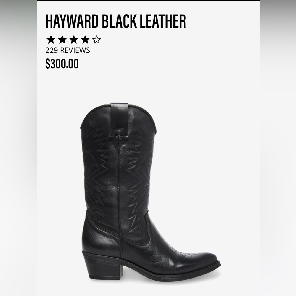 Steve Madden - Hayward Black Leather - Cowboy Boot